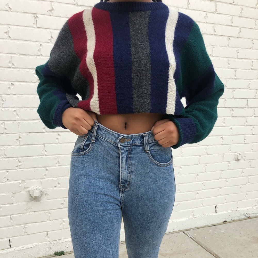 Cropped striped sweater